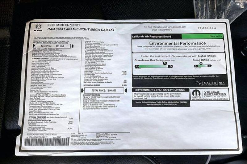 New 2026 RAM 3500 Laramie Mega Cab 4x4 6