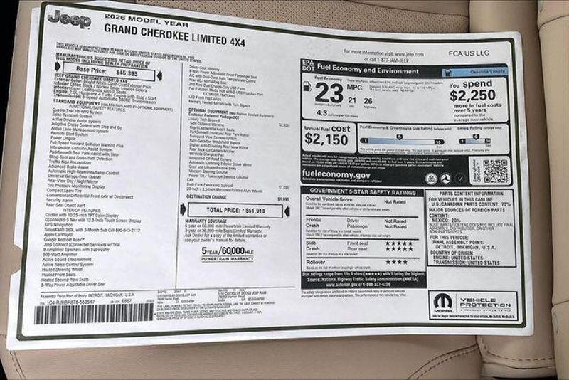 New 2026 Jeep Grand Cherokee Limited 4x4Image 16