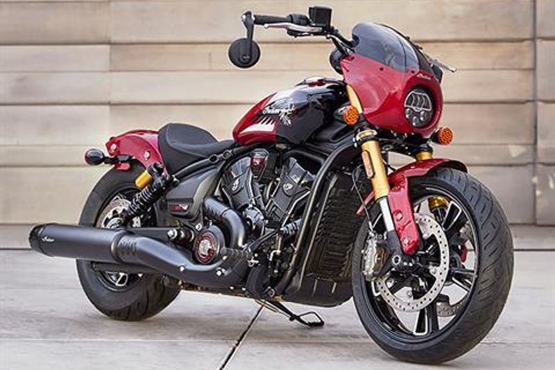 2025 INDIAN MOTORCYCLE 101 SCOUT SUNSET RED METALLIC WITH GRAPHICS 