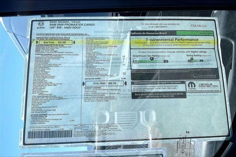 New 2026 RAM Promaster 2500 Tradesman Cargo Van High Roof 159