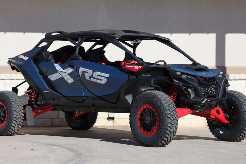 2025 CAN-AM MAVERICK R MAX X RS WITH SMARTSHOX 999T DCT DUSTY NAVY AND LEGION RED 