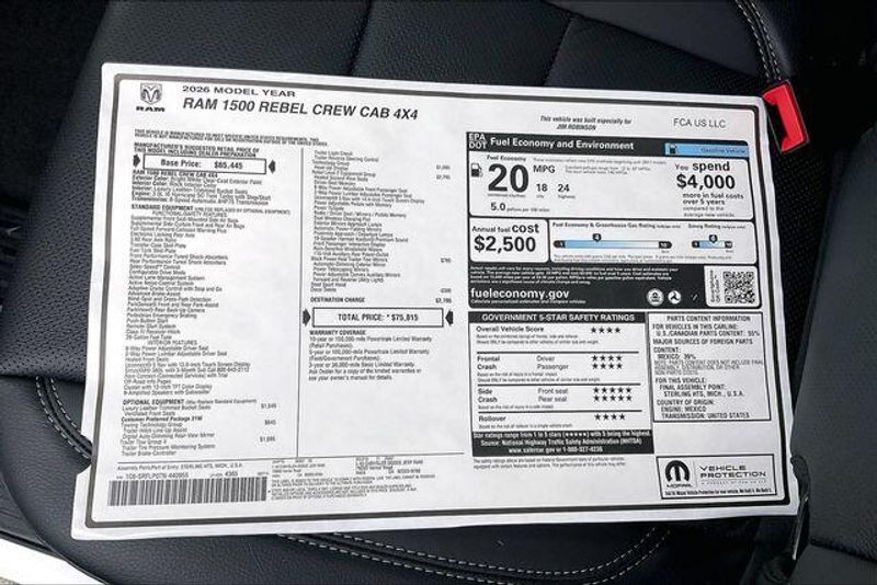 New 2026 RAM 1500 Rebel Crew Cab 4x4 5