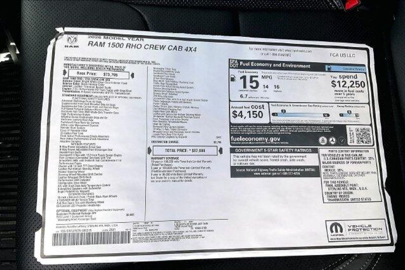 New 2026 RAM 1500 Rho Crew Cab 4x4 5