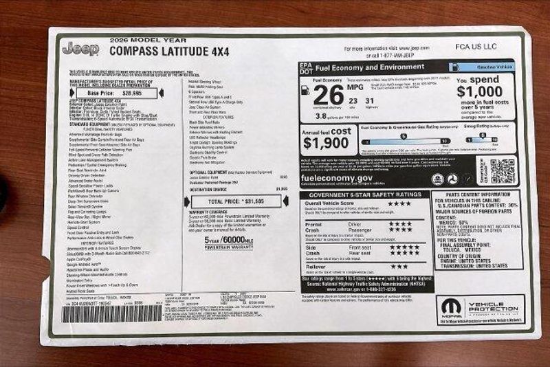 New 2026 Jeep Compass Latitude 4x4Image 16