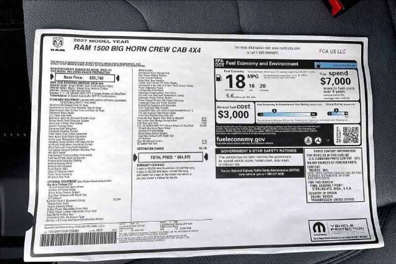 New 2027 RAM 1500 Big Horn Crew Cab 4x4 5