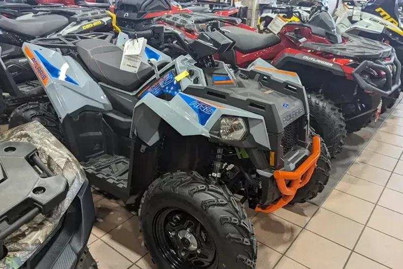 2024 POLARIS SCRAMBLER 850 STORM GRAY AND RADAR BLUE 