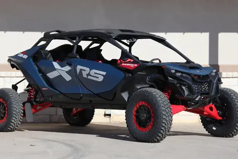2025 CAN-AM MAVERICK R MAX RS WITH SMARTSHOX 99T DCT DUSTY NAVY AND LEGION RED 