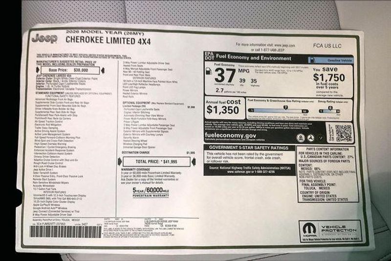 New 2026 Jeep Cherokee Limited 4x4Image 16