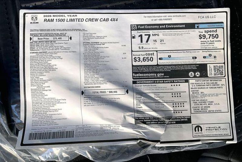 New 2026 RAM 1500 Limited Crew Cab 4x4 5