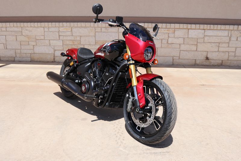 2025 INDIAN MOTORCYCLE 101 SCOUT SUNSET RED METALLIC WITH GRAPHICS 