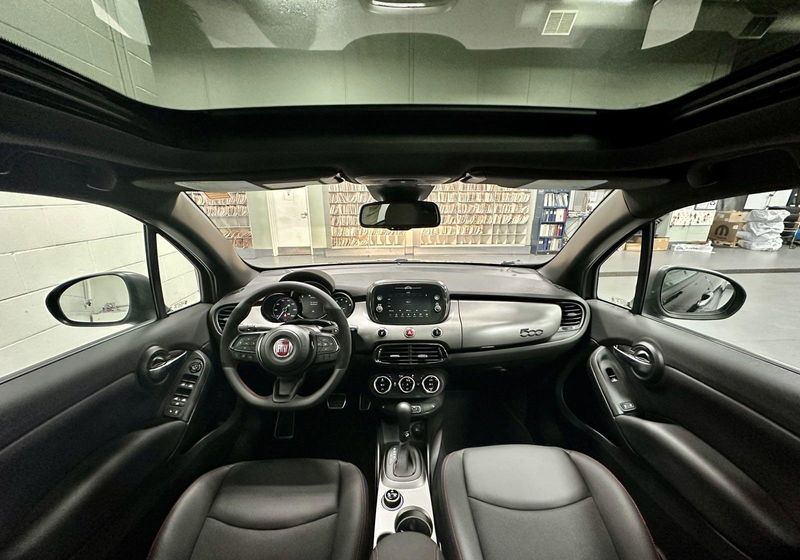 2022 Fiat 500X Sport AWD w/Sunroof in a Nero Cinema (Black Clear Coat) exterior color and Black Heated Seatsinterior. Schmelz Countryside Alfa Romeo (651) 867-3222 schmelzalfaromeo.com 