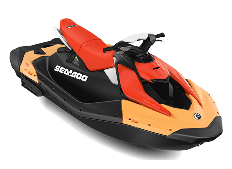 2024 SEADOO SPARK 3UP 90HP CONVENIENCE PACKAGE  WITH SOUND SYSTEM SUNRISE ORANGE AND DRAGON RED Image 1