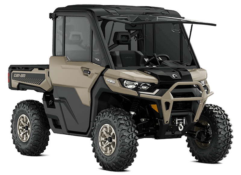 New 2025 Can-Am DEFENDER LIMITED CAB HD10 DESERT TAN AND STEALTH BLACK Image 1