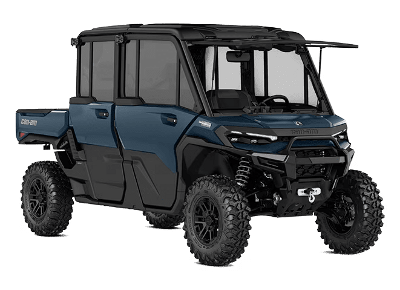 NEW 2026 CAN-AM DEFENDER MAX LIMITED CAB HD11  in a DUSTY NAVY exterior color. Family PowerSports (877) 886-1997 familypowersports.com 