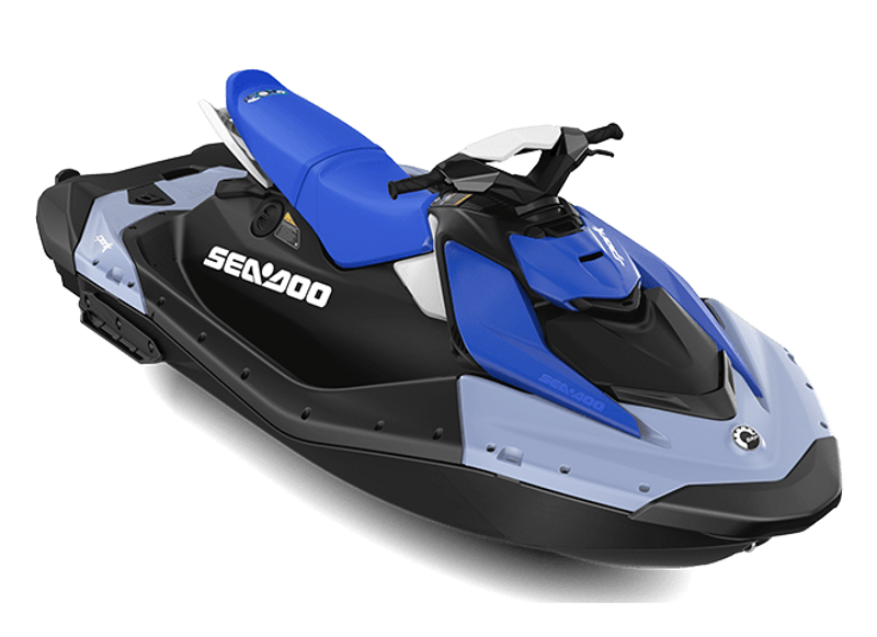 2024 SEADOO SPARK 3UP 90HP CONVENIENCE PACKAGE  WITH SOUND SYSTEM DAZZLING BLUE AND VAPOR BLUE Image 1