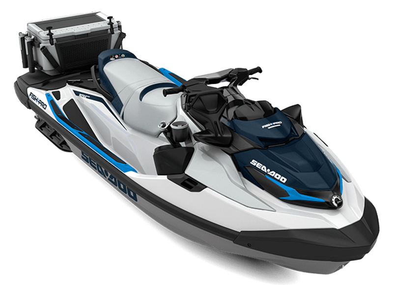 2024 SEADOO PWC GTX FISH 170 BE IBR IDF 24  in a WHITE BLUE exterior color. Family PowerSports (877) 886-1997 familypowersports.com 
