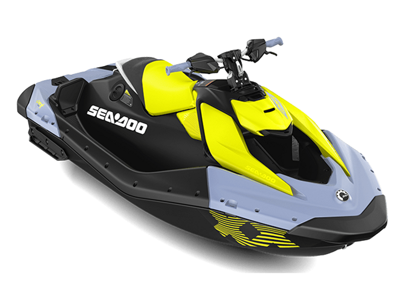 2024 SEADOO SPARK TRIXX 3UP 90HP WITH SOUND SYSTEM VAPOR BLUE AND NEON YELLOW Image 1