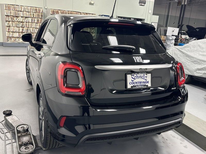 2022 Fiat 500X Sport AWD w/Sunroof in a Nero Cinema (Black Clear Coat) exterior color and Black Heated Seatsinterior. Schmelz Countryside Alfa Romeo (651) 867-3222 schmelzalfaromeo.com 