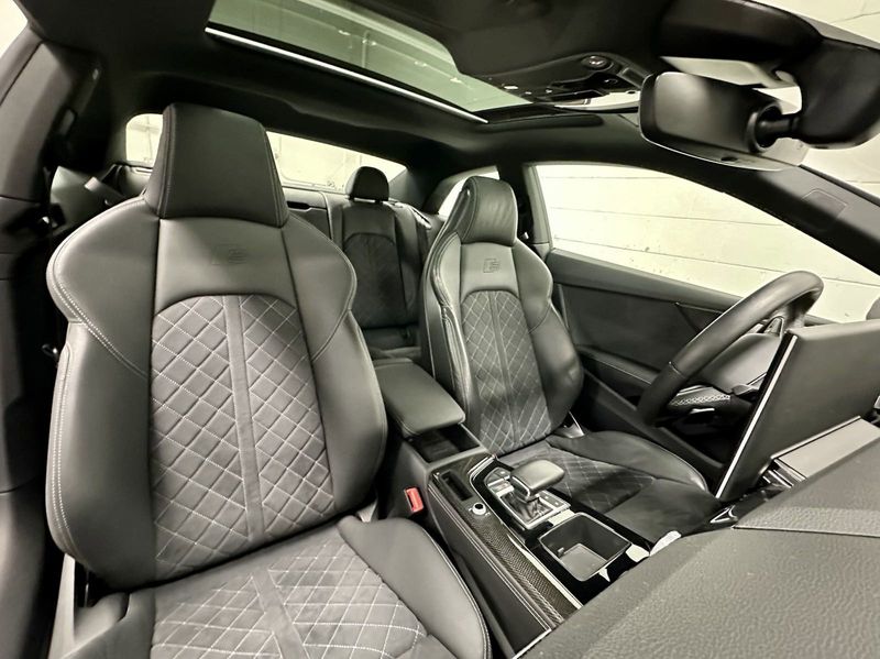 2022 Audi S5 Coupe Premium Plus AWD w/Nav in a Glacier White Metallic exterior color and Black Heated Leatherinterior. Schmelz Countryside Alfa Romeo and Fiat (651) 968-0556 schmelzfiat.com 