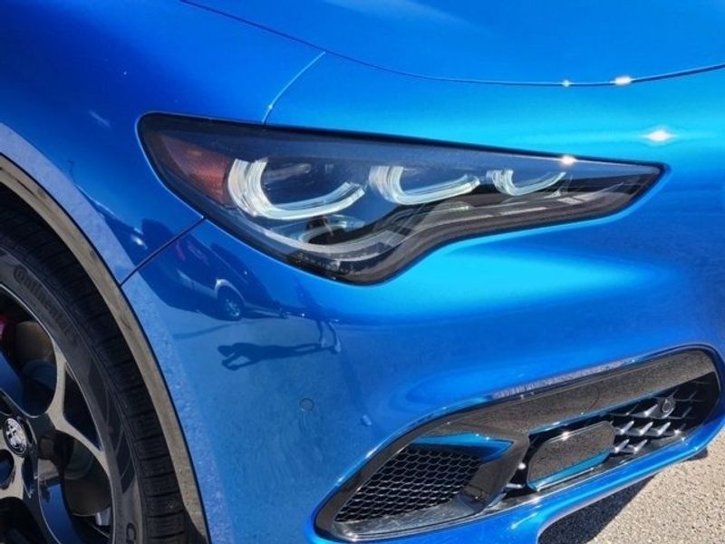 2024 Alfa Romeo Stelvio Veloce Awd in a Misano Blue Metallic exterior color and Blackinterior. Northside Alfa Romeo of Houston 281-475-4549 alfaromeousaofnorthhouston.com 