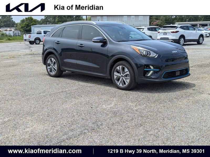 2022 Kia Niro EV EX Premium in a Gravity Blue exterior color and Charcoalinterior. Johnson Dodge 601-693-6343 pixelmotiondemo.com 