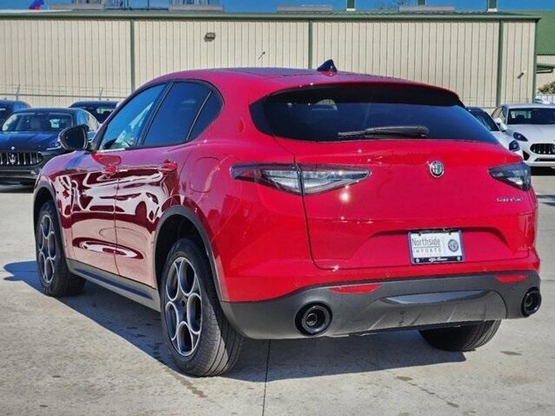 2024 Alfa Romeo Stelvio Sprint in a Alfa Rosso exterior color and Blackinterior. Northside Imports Houston 281-475-4549 northsideimportshouston.com 