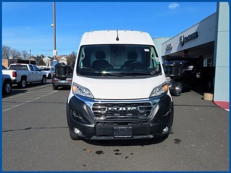 2023 RAM ProMaster High Roof in a Bright White Clear Coat exterior color and Blackinterior. Papas Jeep Ram In New Britain, CT 860-356-0523 papasjeepram.com 