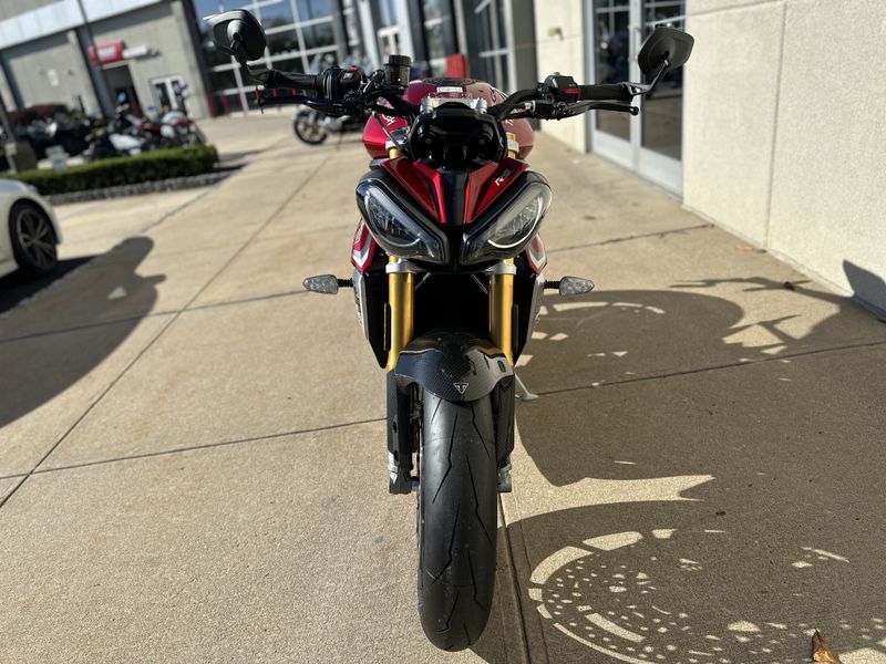2024 Triumph SPEED TRIPLE 1200 RS in a Carnival Red exterior color. Cross Country Powersports 732-491-2900 crosscountrypowersports.com 