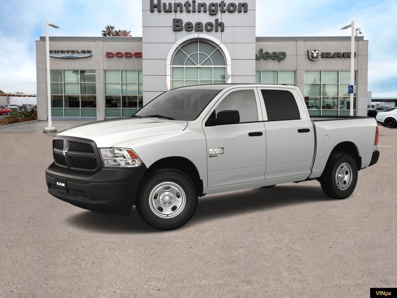 2023 RAM 1500 Classic Tradesman Crew Cab 4x4 in a Bright White exterior color and Blackinterior. BEACH BLVD OF CARS beachblvdofcars.com 