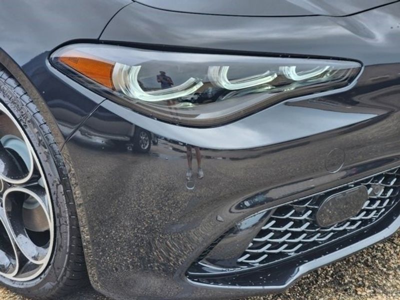 2024 Alfa Romeo Giulia Veloce in a Vulcano Black Metallic exterior color and Blackinterior. Northside Imports Houston 281-475-4549 northsideimportshouston.com 