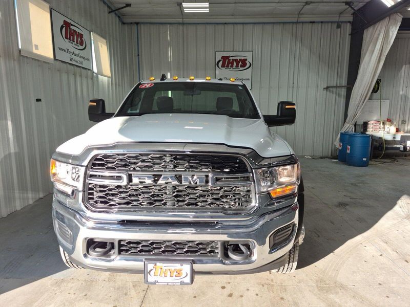 2024 RAM 5500 Chassis Cab Tradesman in a Bright White Clear Coat exterior color and Diesel Gray/Blackinterior. Thys Motor Company 319-318-6640 pixelmotiondemo.com 