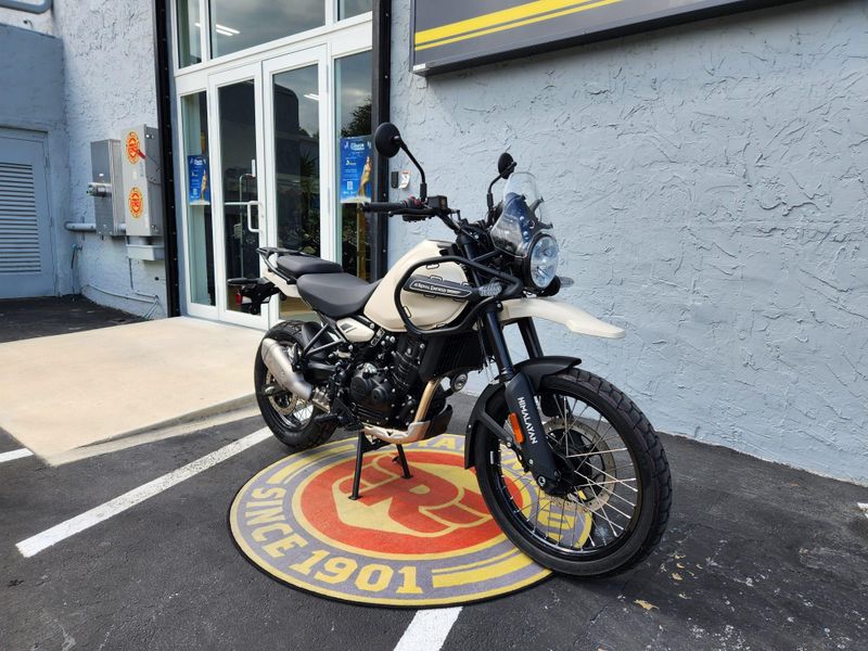 2025 Royal Enfield HIMALAYAN 450  in a KAZA BROWN exterior color. Royal Enfield Motorcycles of Miami (786) 845-0052 remotorcyclesofmiami.com 