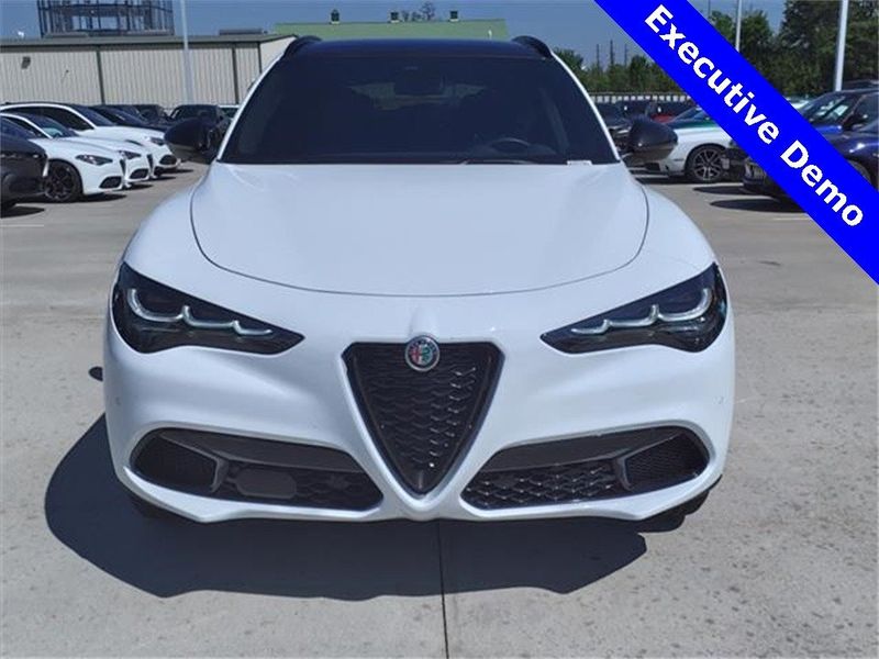 2024 Alfa Romeo Stelvio Sprint in a Alfa White exterior color and Blackinterior. Northside Imports Houston 281-475-4549 northsideimportshouston.com 