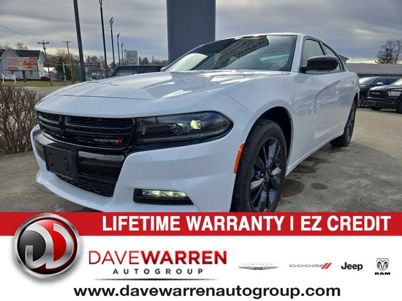 2023 Dodge Charger SXT Awd in a White Knuckle exterior color and Blackinterior. Dave Warren Chrysler Dodge Jeep Ram (716) 708-1207 davewarrenchryslerdodgejeepram.com 