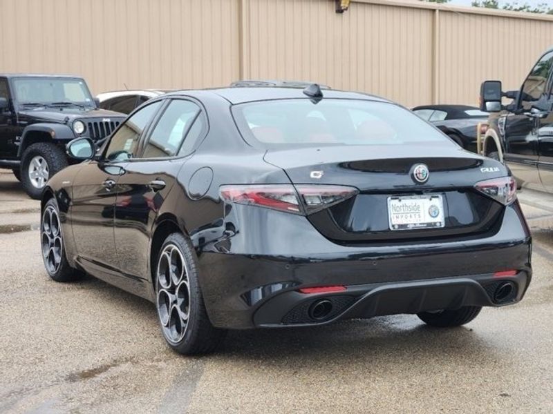 2024 Alfa Romeo Giulia Veloce in a Vulcano Black Metallic exterior color and Blackinterior. Northside Imports Houston 281-475-4549 northsideimportshouston.com 