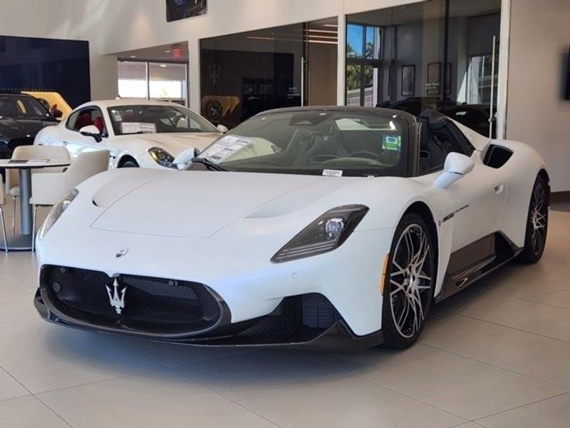 2023 Maserati MC20  in a White exterior color and Nero/Gritiointerior. Northside Imports Houston 281-475-4549 northsideimportshouston.com 