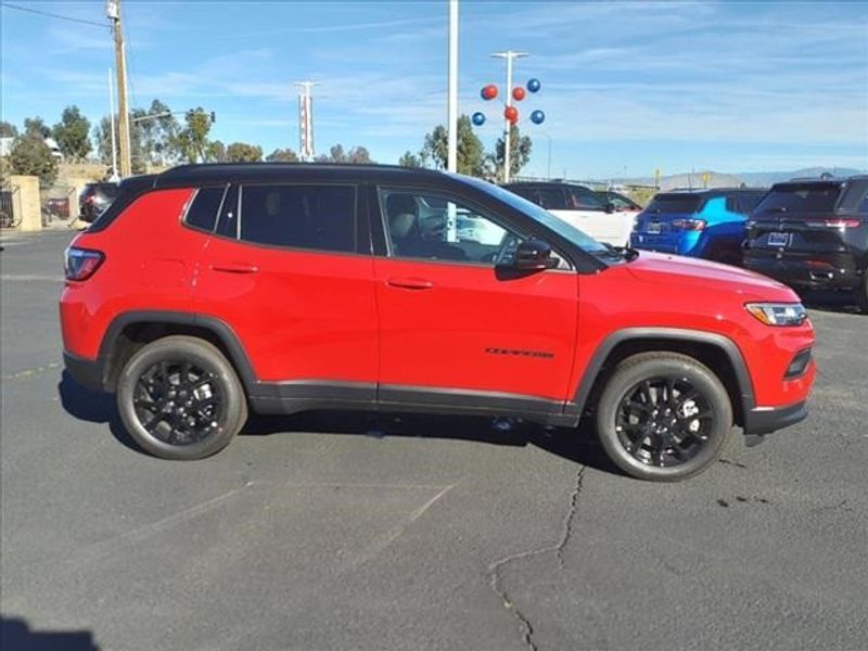 2024 Jeep Compass Latitude 4x4 in a Black Clear Coat exterior color and Blackinterior. Perris Valley Chrysler Dodge Jeep Ram 951-355-1970 perrisvalleydodgejeepchrysler.com 