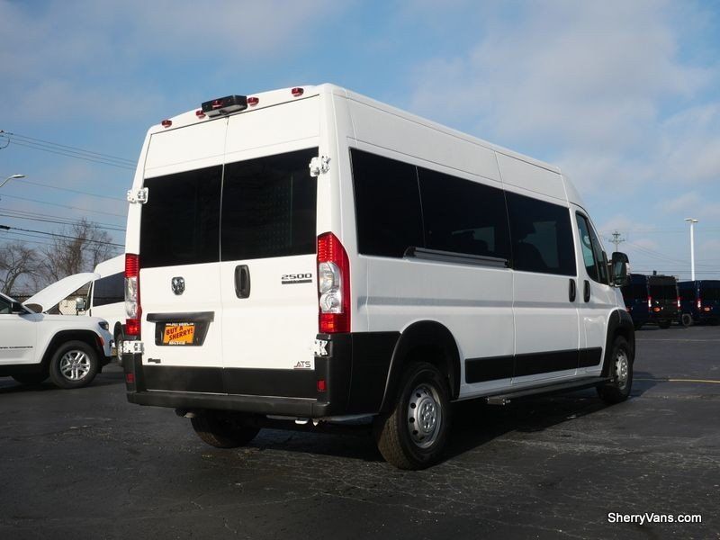2023 RAM ProMaster 2500 Window Van High Roof in a Bright White Clear Coat exterior color and Blackinterior. Paul Sherry Chrysler Dodge Jeep RAM (937) 749-7061 sherrychrysler.net 