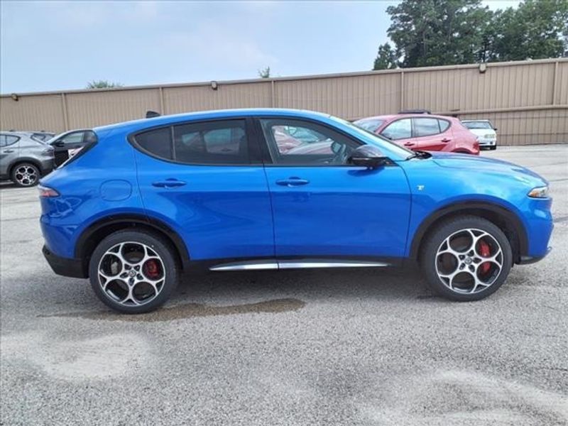 2024 Alfa Romeo Tonale Ti in a Misano Blue Metallic exterior color and Tan/Blackinterior. Northside Imports Houston 281-475-4549 northsideimportshouston.com 