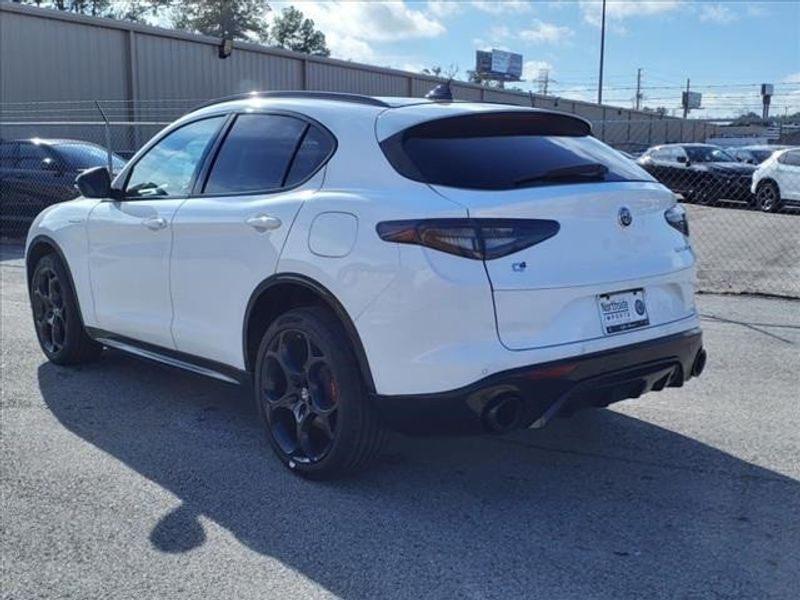 2024 Alfa Romeo Stelvio Veloce in a Alfa White exterior color and Blackinterior. Northside Imports Houston 281-475-4549 northsideimportshouston.com 