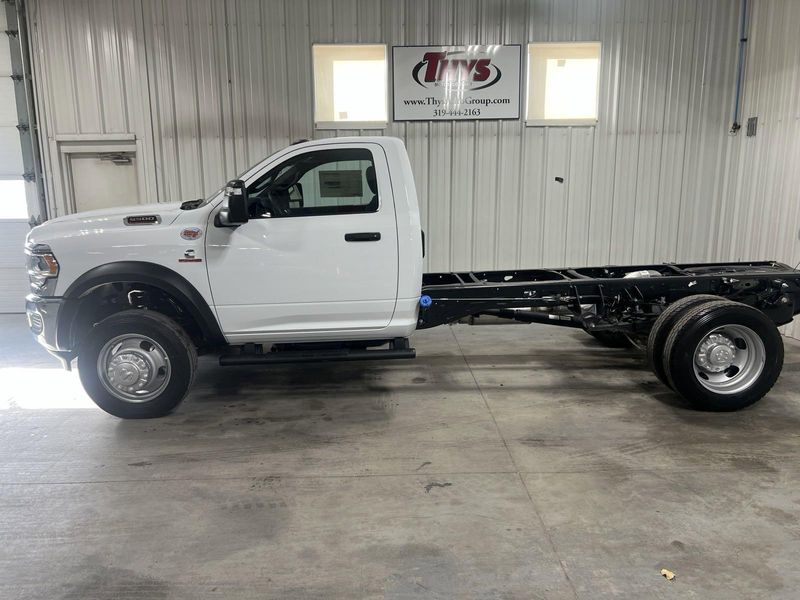 2024 RAM 5500 Chassis Cab Tradesman in a Bright White Clear Coat exterior color and Diesel Gray/Blackinterior. Thys Motor Company 319-318-6640 pixelmotiondemo.com 