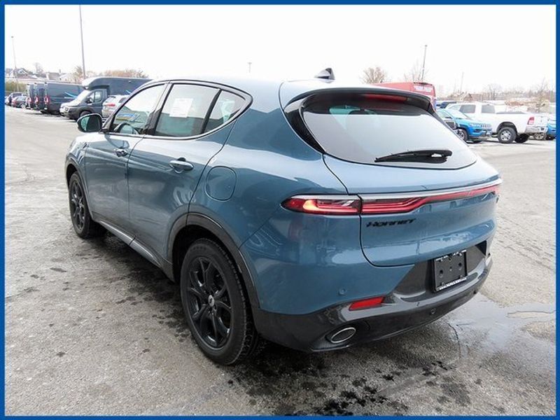 2024 Dodge Hornet R/T in a Blue Steele exterior color and Blackinterior. Papas Jeep Ram In New Britain, CT 860-356-0523 papasjeepram.com 