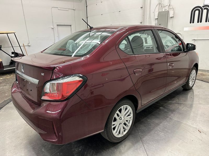 2024 Mitsubishi Mirage G4 SE in a Wine Red Metallic exterior color and Blackinterior. Marina Auto Group (855) 564-8688 marinaautogroup.com 