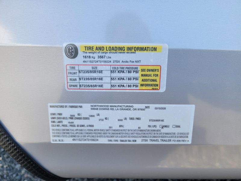 New 2026 NORTHWOOD MFG ARCTIC FOX NXT 27SX Image 32