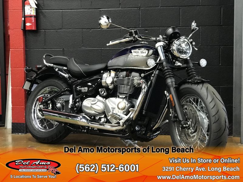 2024 Triumph BONNEVILLE SPEEDMASTER  in a PACIFIC BLUE/SILVER ICE exterior color. Del Amo Motorsports of Long Beach (562) 362-3160 delamomotorsports.com 