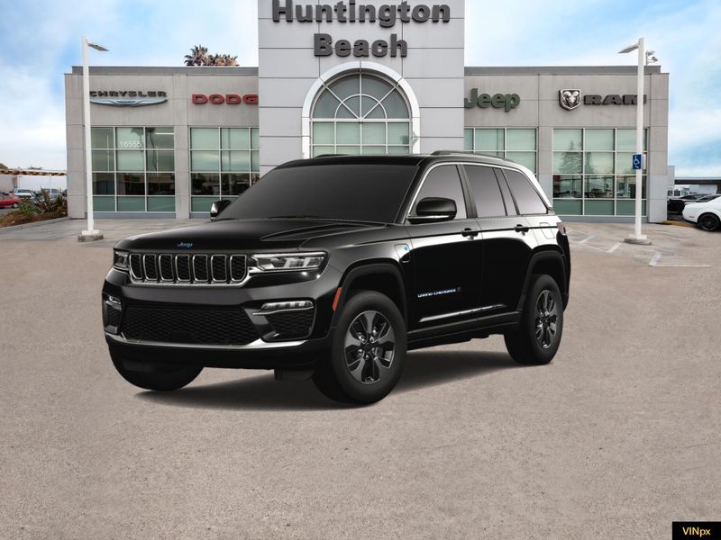 2023 Jeep Grand Cherokee 4xe Base 4x4 in a Diamond Black Crystal Pearl Coat exterior color and Global Blackinterior. BEACH BLVD OF CARS beachblvdofcars.com 