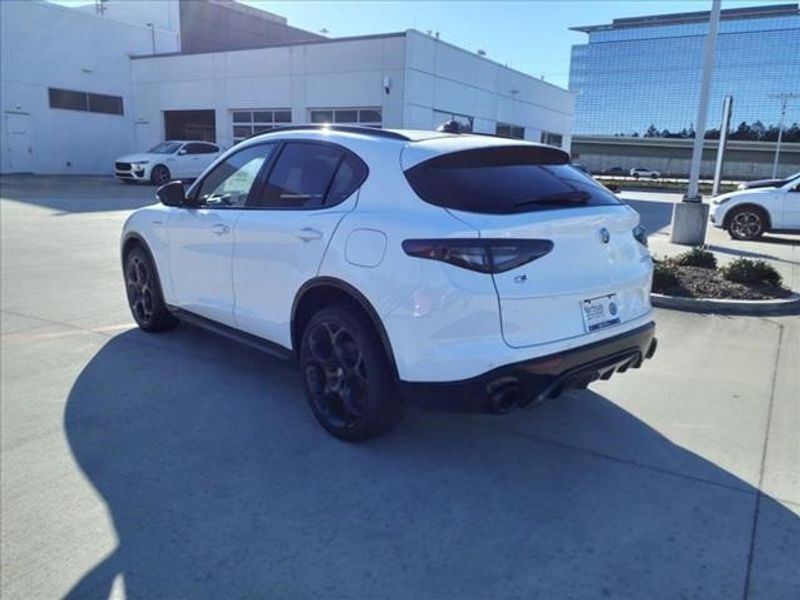 2024 Alfa Romeo Stelvio Veloce in a Alfa White exterior color and Blackinterior. Northside Imports Houston 281-475-4549 northsideimportshouston.com 