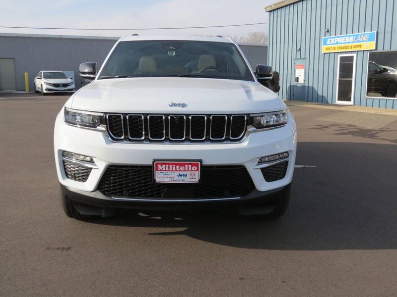 2024 Jeep Grand Cherokee Limited 4x4 in a Bright White Clear Coat exterior color and Taninterior. Militello Motors ​507-200-4344 militellomotors.net 