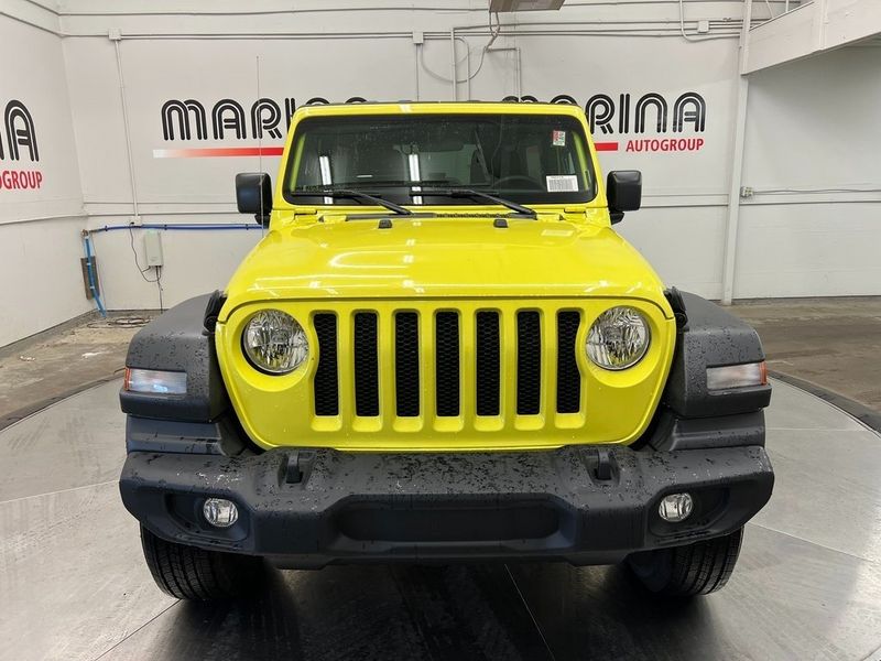 2022 Jeep Wrangler Unlimited Sport S 4x4 in a High Velocity Clear Coat exterior color and Blackinterior. Marina Chrysler Dodge Jeep RAM (855) 616-8084 marinadodgeny.com 
