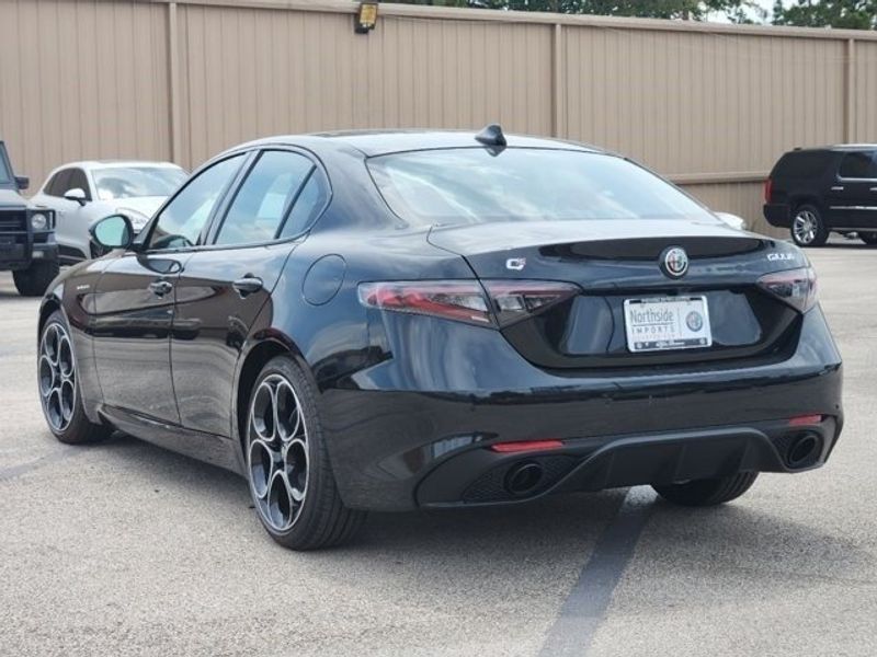 2024 Alfa Romeo Giulia Veloce in a Vulcano Black Metallic exterior color and Blackinterior. Northside Imports Houston 281-475-4549 northsideimportshouston.com 